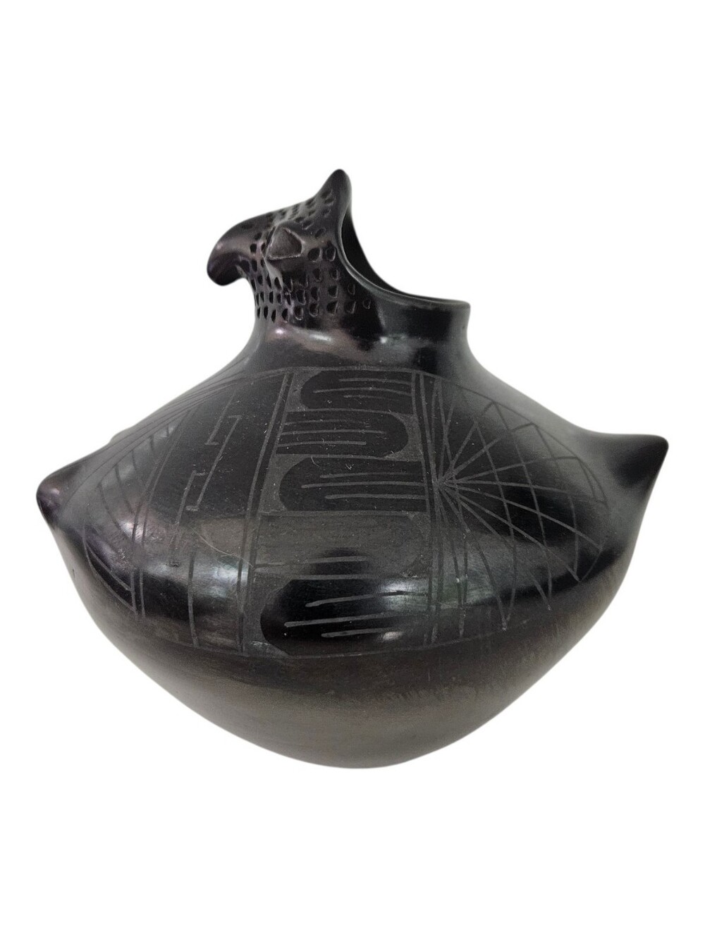 Mata Ortiz Pottery Bird Vessel- Signed Quezada  6” x 7”  Effigy Pot